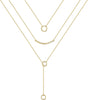 14K Gold Plated Layered Necklace for Women Jewelry Gift - 3 Layered Necklace - Circle&Curved Bar&Circle Lariat
