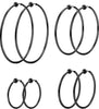 4 Pairs Stainless Steel Clip On Hoop Earrings for Women Fake Hoop Earrings - black tone