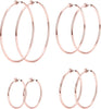 4 Pairs Stainless Steel Clip On Hoop Earrings for Women Fake Hoop Earrings - rose gold tone