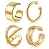925 Sterling Silver Ear Cuffs for Women, Non Piercing Clip On Cartilage Cuffs, Adjustable Fake Conch & Helix Earrings, Gold Plated & Oxidized Various - ear cuff #5