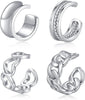 925 Sterling Silver Ear Cuffs for Women, Non Piercing Clip On Cartilage Cuffs, Adjustable Fake Conch & Helix Earrings, Gold Plated & Oxidized Various - ear cuff #15