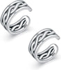 925 Sterling Silver Ear Cuffs for Women, Non Piercing Clip On Cartilage Cuffs, Adjustable Fake Conch & Helix Earrings, Gold Plated & Oxidized Various - ear cuff #24