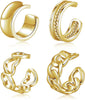 925 Sterling Silver Ear Cuffs for Women, Non Piercing Clip On Cartilage Cuffs, Adjustable Fake Conch & Helix Earrings, Gold Plated & Oxidized Various - ear cuff #18