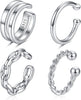 925 Sterling Silver Ear Cuffs for Women, Non Piercing Clip On Cartilage Cuffs, Adjustable Fake Conch & Helix Earrings, Gold Plated & Oxidized Various - ear cuff #6