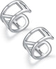 925 Sterling Silver Ear Cuffs for Women, Non Piercing Clip On Cartilage Cuffs, Adjustable Fake Conch & Helix Earrings, Gold Plated & Oxidized Various - ear cuff #31