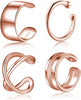 925 Sterling Silver Ear Cuffs for Women, Non Piercing Clip On Cartilage Cuffs, Adjustable Fake Conch & Helix Earrings, Gold Plated & Oxidized Various - ear cuff #23