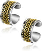 925 Sterling Silver Ear Cuffs for Women, Non Piercing Clip On Cartilage Cuffs, Adjustable Fake Conch & Helix Earrings, Gold Plated & Oxidized Various - ear cuff #32