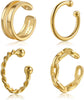 925 Sterling Silver Ear Cuffs for Women, Non Piercing Clip On Cartilage Cuffs, Adjustable Fake Conch & Helix Earrings, Gold Plated & Oxidized Various - ear cuff #2