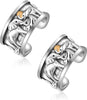 925 Sterling Silver Ear Cuffs for Women, Non Piercing Clip On Cartilage Cuffs, Adjustable Fake Conch & Helix Earrings, Gold Plated & Oxidized Various - ear cuff #17