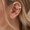 925 Sterling Silver Ear Cuffs for Women, Non Piercing Clip On Cartilage Cuffs, Adjustable Fake Conch & Helix Earrings, Gold Plated & Oxidized Various - view 3