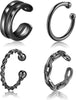 925 Sterling Silver Ear Cuffs for Women, Non Piercing Clip On Cartilage Cuffs, Adjustable Fake Conch & Helix Earrings, Gold Plated & Oxidized Various - ear cuff #19