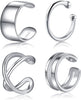 925 Sterling Silver Ear Cuffs for Women, Non Piercing Clip On Cartilage Cuffs, Adjustable Fake Conch & Helix Earrings, Gold Plated & Oxidized Various - ear cuff #3