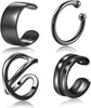 925 Sterling Silver Ear Cuffs for Women, Non Piercing Clip On Cartilage Cuffs, Adjustable Fake Conch & Helix Earrings, Gold Plated & Oxidized Various - ear cuff #7