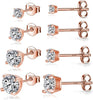 925 Sterling Silver Stud earrings Set White Gold Plated Stud Earrings Cubic Zirconia Stud Earrings for Women ( 2mm, 3mm, 4mm, 5mm, 6mm, 7mm) 8 CZ - 8Rose Gold-2345mm