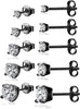 925 Sterling Silver Stud earrings Set White Gold Plated Stud Earrings Cubic Zirconia Stud Earrings for Women ( 2mm, 3mm, 4mm, 5mm, 6mm, 7mm) 8 CZ - 15Black-34567mm