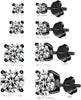 925 Sterling Silver Stud earrings Set White Gold Plated Stud Earrings Cubic Zirconia Stud Earrings for Women ( 2mm, 3mm, 4mm, 5mm, 6mm, 7mm) 8 CZ - 14Black-4567mm