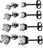 925 Sterling Silver Stud earrings Set White Gold Plated Stud Earrings Cubic Zirconia Stud Earrings for Women ( 2mm, 3mm, 4mm, 5mm, 6mm, 7mm) 8 CZ - 13Black-3456mm