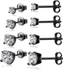 925 Sterling Silver Stud earrings Set White Gold Plated Stud Earrings Cubic Zirconia Stud Earrings for Women ( 2mm, 3mm, 4mm, 5mm, 6mm, 7mm) 8 CZ - 12Black-2345mm