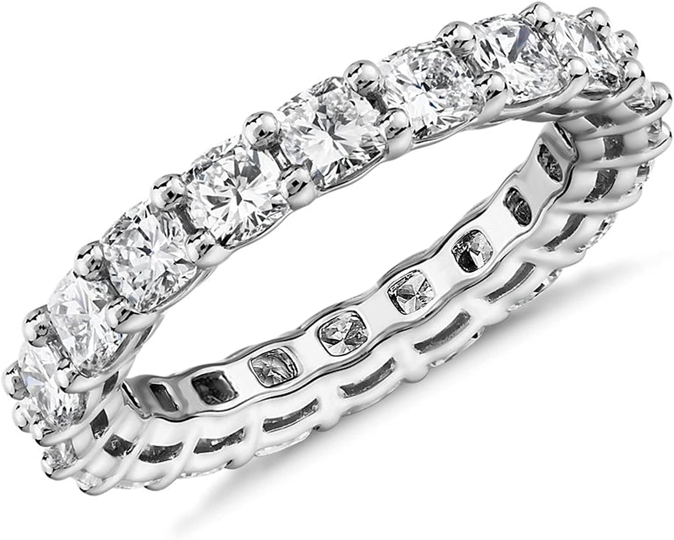 14K Gold Plated Eternity Ring for Women, Stackable Love Wedding Band - main view