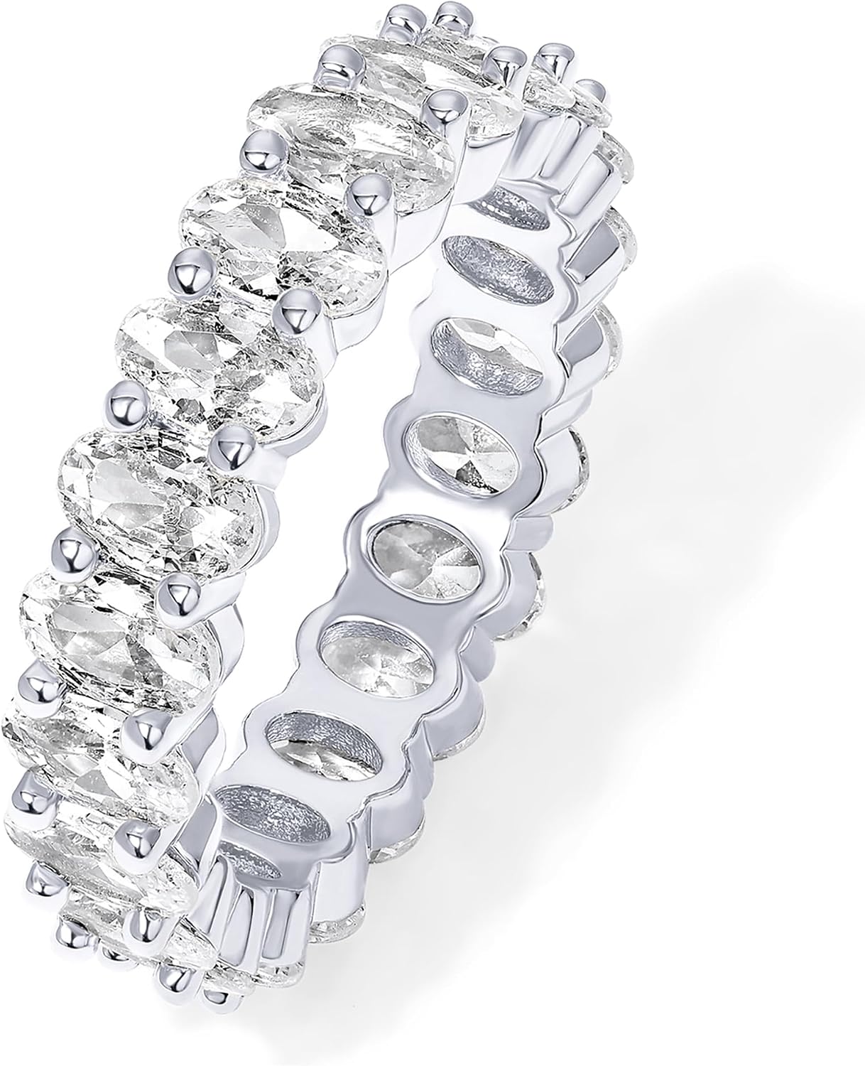 Oval Wedding Band for Women - 14K Gold Plated Statement Eternity Ring - main view