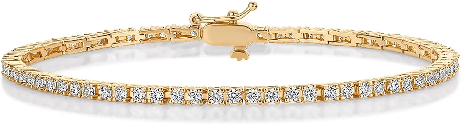 Tennis Bracelet for Women with 14K Gold Plated 2mm Cubic Zirconia Gold Bracelets for Women Classic Tennis Bracelet Cubic Zirconia Bracelet - main view