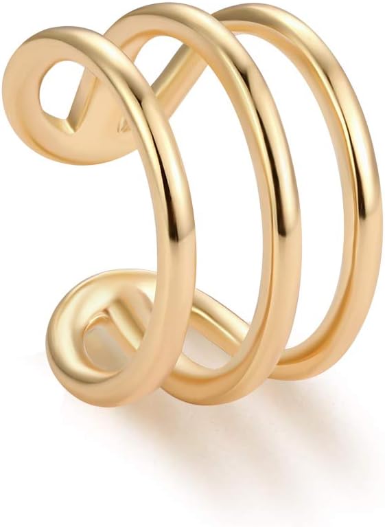 Women Ear Cuff Earring Gold Non Pierced Ear Cartilage Clip on Wrap Hoop 14K Gold Filled Tiny Boho Beach Simple Minimalist Delicate Handmade - main view