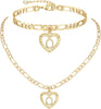 Gold Initial Pendant Necklace Anklet Bracelet for Women 14K Gold Plated Figaro Chain Letter Initial Heart Necklace Anklets Alphabet Foot Jewelry - O