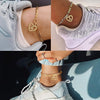 Gold Initial Pendant Necklace Anklet Bracelet for Women 14K Gold Plated Figaro Chain Letter Initial Heart Necklace Anklets Alphabet Foot Jewelry - view 3