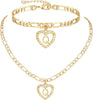 Gold Initial Pendant Necklace Anklet Bracelet for Women 14K Gold Plated Figaro Chain Letter Initial Heart Necklace Anklets Alphabet Foot Jewelry - Q