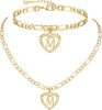Gold Initial Pendant Necklace Anklet Bracelet for Women 14K Gold Plated Figaro Chain Letter Initial Heart Necklace Anklets Alphabet Foot Jewelry - M