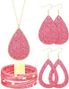 4 Pcs Jewelry Set for Women Necklace Earrings - Fluorescent Pink