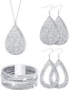 4 Pcs Jewelry Set for Women Necklace Earrings - Silver