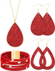 4 Pcs Jewelry Set for Women Necklace Earrings - Red