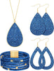 4 Pcs Jewelry Set for Women Necklace Earrings - Dark Blue