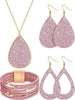 4 Pcs Jewelry Set for Women Necklace Earrings - Pink