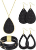 4 Pcs Jewelry Set for Women Necklace Earrings - Black