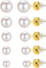 5 Pairs Pearl Earrings for Women Ball Studs Earrings Set Women 316L Surgical Steel Silver Pearl Earrings Birthday Day Gifts - A002-Gold