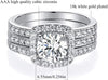18K White Gold Plated Cubic Zirconia Three-in-One Halo Wedding Engagement Promise Eternity Ring for Women - view 2