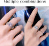 18K White Gold Plated Cubic Zirconia Three-in-One Halo Wedding Engagement Promise Eternity Ring for Women - view 5