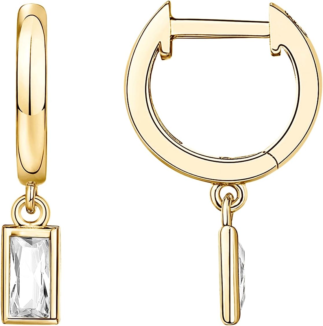 14K Gold Plated Dainty Motif Charms Huggie Hoop Earrings for Women - main view