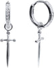 Dagger Hoop Cuff Earrings S925 Sterling Silver Cubic Zirconia Cartilage Earrings Huggie Ear Piercing Sword Small Dangle Drop for Women Bff Stylish - Silver