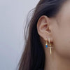 Dagger Hoop Cuff Earrings S925 Sterling Silver Cubic Zirconia Cartilage Earrings Huggie Ear Piercing Sword Small Dangle Drop for Women Bff Stylish - view 2