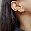 Dagger Hoop Cuff Earrings S925 Sterling Silver Cubic Zirconia Cartilage Earrings Huggie Ear Piercing Sword Small Dangle Drop for Women Bff Stylish - view 3