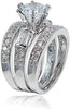 925 Sterling Silver Bridal Ring Sets Emerald Cut CZ Engagement Rings Vintage Promise Rings Platinum Big Women CZ Rings Set Bling Princess Cut Cubic - main view