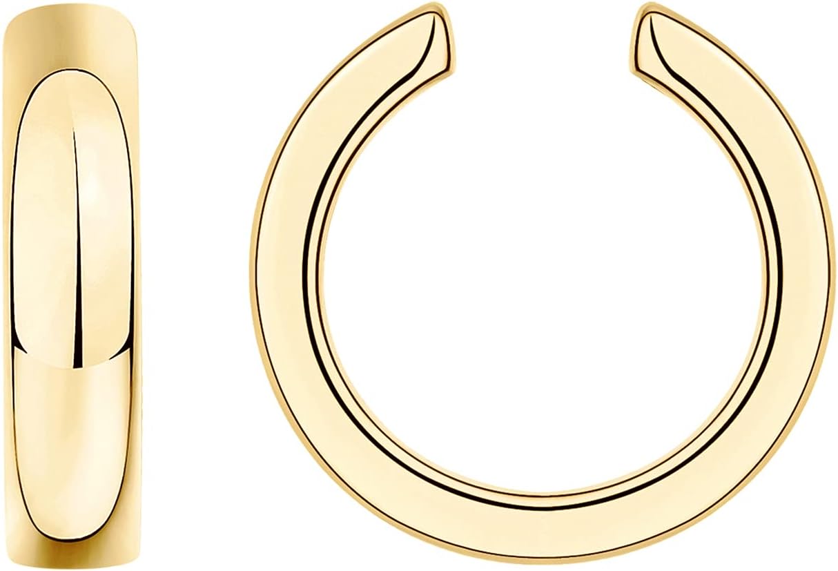 14K Gold Plated 925 Sterling Silver Round Huggie Ear Cuff Earrings for Women Clip On Cartilage Cuff Earrings - main view