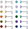 20G Flat Back Stud Earrings for Women Sensitive Ears - Silver:12pairs birthstone earrings ,4mm CZ