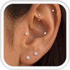 20G Flat Back Stud Earrings for Women Sensitive Ears - Silver:6 Pairs,2-3mm Clear CZ