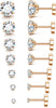 20G Flat Back Stud Earrings for Women Sensitive Ears - Rose Gold:7 Pairs,2-8mm Clear CZ