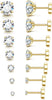 20G Flat Back Stud Earrings for Women Sensitive Ears - Gold:7 Pairs,2-8mm Clear CZ