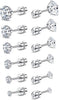 20G Flat Back Stud Earrings for Women Sensitive Ears - Silver:7pairs Screw Back Earrings ,3-8mm CZ